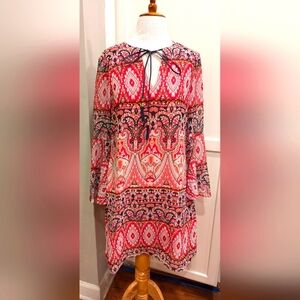 Vince Camuto Pink Orange Paisley Print Sheath Tunic Dress, Size 4 - Like New
